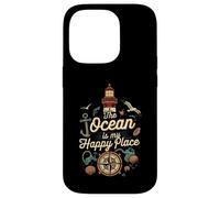 The Ocean Is My Happy Place Lighthouse Nautical Design Carcasa para iPhone 14 Pro