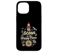 The Ocean Is My Happy Place Lighthouse Nautical Design Carcasa para iPhone 15
