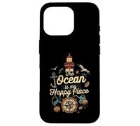 The Ocean Is My Happy Place Lighthouse Nautical Design Carcasa para iPhone 16 Pro