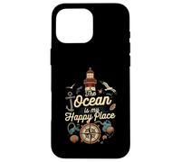 The Ocean Is My Happy Place Lighthouse Nautical Design Carcasa para iPhone 16 Pro MAX