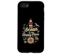 The Ocean Is My Happy Place Lighthouse Nautical Design Carcasa para iPhone SE (2020) / 7/8