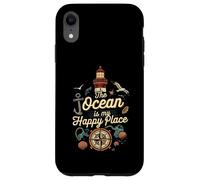 The Ocean Is My Happy Place Lighthouse Nautical Design Carcasa para iPhone XR