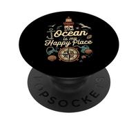 The Ocean Is My Happy Place Lighthouse Nautical Design PopSockets PopGrip Adhesivo