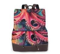 The Octopus in the Oil Painting - Mochila de viaje para mujer, mochila casual, mochila de cuero estampada para mujer para el trabajo