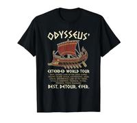 The Odyssey Odysseus World Tour Historia de la mitología Griega Camiseta gráfica económica, Hombre, Negro, XL