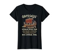 The Odyssey Odysseus World Tour Historia de la mitología Griega Camiseta gráfica económica, Mujer, Negro, XS
