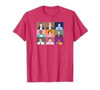 The Office Dunder Mifflin Retratos Camiseta, Hombre, Rojo Jaspeado, L