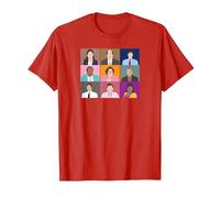 The Office Dunder Mifflin Retratos Camiseta, Hombre, Rojo, XL