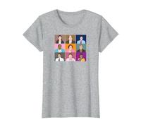 The Office Dunder Mifflin Retratos Camiseta, Mujer, Gris Jaspeado, L