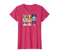 The Office Dunder Mifflin Retratos Camiseta, Mujer, Rojo Jaspeado, XXL