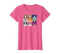 The Office Dunder Mifflin Retratos Camiseta, Mujer, Rosa Jaspeado, XS