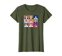 The Office Dunder Mifflin Retratos Camiseta, Mujer, Verde Oliva, XS