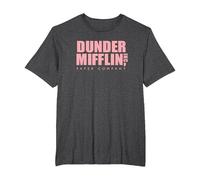 The Office Logotipo de Pink Dunder Mifflin Camiseta, Hombre Tallas Grandes, Jaspeado Oscuro, 3X Alto