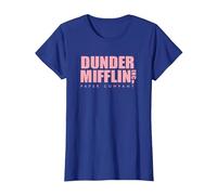 The Office Logotipo de Pink Dunder Mifflin Camiseta, Mujer, Azul Real, S