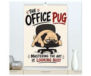 The office pug mastering the art of looking busy (High Quality Premium Wall Calendar 2027 DIN A2 portrait),CALVENDO 12 Month Wall Calendar: Office humor with a sleepy pug