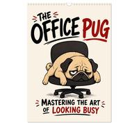 The office pug mastering the art of looking busy (Wall Calendar 2027 DIN A3 portrait), CALVENDO 12 Month Wall Calendar: Office humor with a sleepy pug