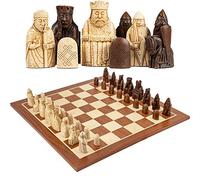 The Official Isle Of Lewis - Juego de ajedrez grande de caoba - Edición 4 Queen - Incluye tablero de ajedrez de madera grande de 21 pulgadas y piezas temáticas