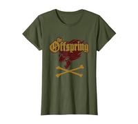 The Offspring Official Screaming Skull Camiseta, Mujer, Verde Oliva, M