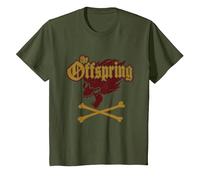 The Offspring Official Screaming Skull Camiseta, Niños, Verde Oliva, 10 años
