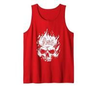The Offspring Official White Skull Logo Camiseta sin Mangas, Hombre, Rojo, L