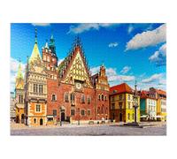 The Old City Hall Building On The Market Square en el casco antiguo de Wroclaw, Polonia, rompecabezas premium de 1000 piezas para adultos