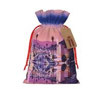 The Old Hollywood - Bolsa de regalo de lino con cordón de Navidad adecuada para embalaje de regalo de cumpleaños de Navidad