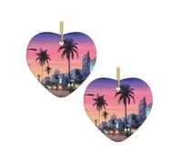 The Old Hollywood - Colgante decorativo de cerámica con forma de corazón para colgar en forma de árbol de Navidad, 1 pieza