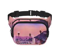 The Old Hollywood Riñonera Cuadrada de Doble Capa, Bolso Bandolera para Correr, Viajes, Senderismo, Negro, Talla Única