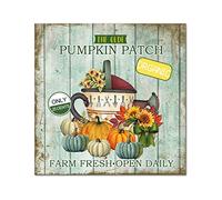 The Olde Pumpkin Patch - Placa de madera con diseño de calabaza fresca y girasol, cosecha de granja, decoración vintage para colgar en la pared para el hogar, cocina, sala de estar, cocina, regalo de
