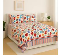 The one home Juego de Sábanas 100% Algodón 4 Piezas 180x200 - Sábana Bajera, Sábana Plana y 2 Fundas de Almohada 50x75cm