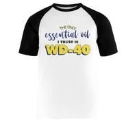 The Only Oil I Trust Is Oil Camiseta de Béisbol Blanca de Manga Corta Camiseta White Baseball T-Shirt Short Sleeve tee