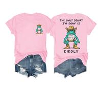 The Only Squat I'm Doin' is Diddly - Camiseta divertida de rana vaquera para mujer y hombre, rosa, XL