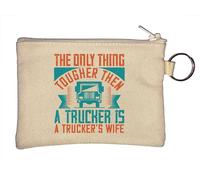 The only Thing Tougher Then a Trucker is Trucker's Wife llavero con eslogan monedero, color beige, beige, Talla única