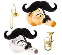 The Original Brasstache - Bigote con clip para boquilla de trombón, combo de vástago pequeño y grande (Trombón, paquete de 2)