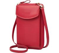 The Original - Cartera de mano de piel cruzada para teléfono celular, bolsa para mujer, alta capacidad, Rojo, Talla única, Talla única