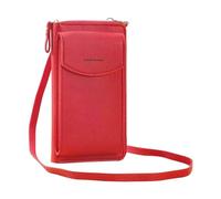 The Original - Cartera de mano moderna para teléfono móvil, moda coreana, gran capacidad, doble capa, multifuncional, para mujer, bolso cruzado de cuero para hombre (rojo, talla única)