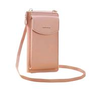 The Original - Cartera de mano moderna para teléfono móvil, moda coreana, gran capacidad, doble capa, multifuncional, para mujer, bolso cruzado de cuero para hombre (rosa, talla única)