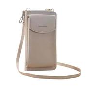 The Original - Cartera de mano moderna para teléfono móvil, moda coreana, gran capacidad, doble capa, multifuncional, para mujer, bolso cruzado de cuero para hombre (gris, talla única)