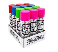 The Original Silly String! Paquete de fiesta de cuerda tonta, paquete de 12, colores surtidos, lata grande de 3 onzas, la única fiesta real en una lata. ¡Sé tonto! Dispara más de 15 pies