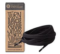 THE ORIGINAL STRETCHLACE | cordones elásticos para zapatos | As Seen on Shark Tank | Flat Stretch Shoelaces, Negro, 55" Inches (139 cm)