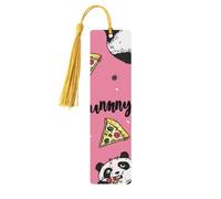 The Panda is Eating Pizza - Marcapáginas de madera con impresión de doble cara, 5 piezas, regalos para mujeres para amantes de los libros, accesorios geniales para cuadernos, regalos de cumpleaños