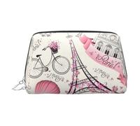 The Paris Tower and A Bicycle - Neceser de maquillaje con divisor, bolsa de aseo de viaje portátil, Silver, One Size