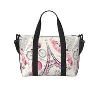 The Paris Tower and a Bicycle Print - Bolsa de viaje cruzada con cremallera, bolso casual para viajes de fin de semana y compras al gimnasio, Black, Talla única, Bolsa de viaje