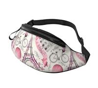 The Paris Tower and a Bicycle Print - Riñonera unisex ligera para viajes, correr, festivales, moda