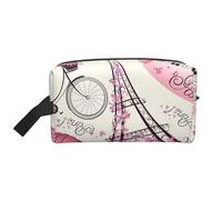 The Paris Tower and a Bicycle Print Travel Makeup Portable Cosmetic Organizer Pouch Large Bag Storage Bag Bag