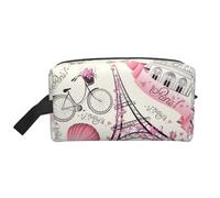 The Paris Tower and A Bicycle Storage Bag - Neceser de cosméticos, papelería, bolsa de viaje, bolsa de almacenamiento diario, White, Talla única