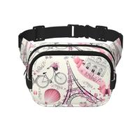 The Paris Tower and A Bicycle Zipper Fanny Pack, bolsas cruzadas con correa ajustable para correr, ciclismo, Black, Talla única