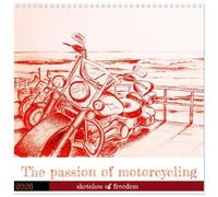 The Passion of Motorcycling - Sketches of Freedom (Wall Calendar 2026 12" x 24" / 30 x 60 cm (abierto) CALVENDO 12 Month Wall Calendar