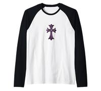 The Pave Diamonds Amethyst Cross Camiseta Manga Raglan