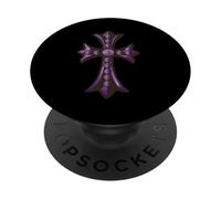 The Pave Diamonds Amethyst Cross PopSockets PopGrip Adhesivo